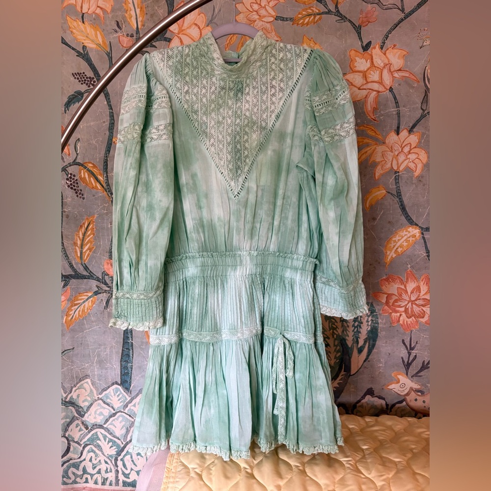 NWT LoveShackFancy Viola Dress in Jade Mist Small